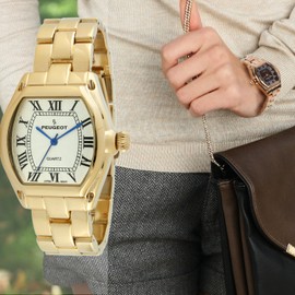 Peugeot Women's Tank Dress Watch with Bracelet & Roman Numeral Dial