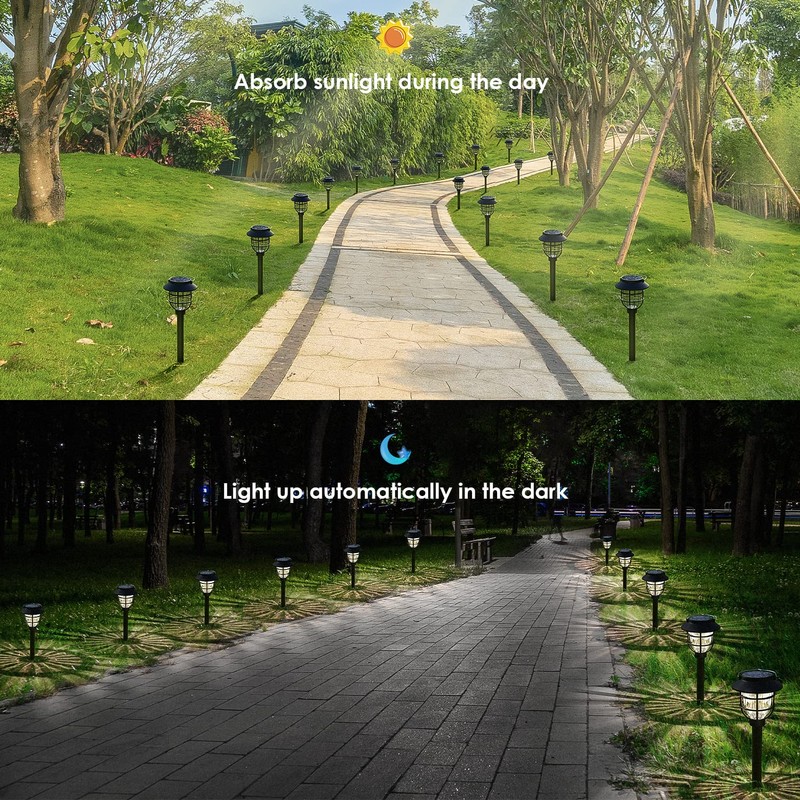 10 Pack Solar Pathway Lights Outdoor - Bright Solar Powered