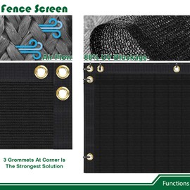 Goleray 5'x84' Privacy Screen Fence Panels Outdoor Balcony Screen Mesh Fencing Shade Net Cover Blockage Temporary Fence for Backyard Pool Deck Patio Garden, Black