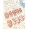 Summer Cats eye Oval Press On Nails Short. Pink short