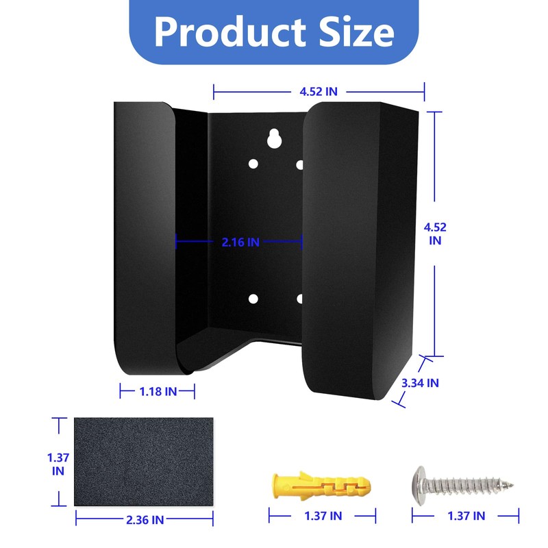 SDAQGE Ev Charger Holder Black Wall Mount Bracket Curved Design