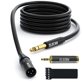 Elecan 6.35mm (1/4 Inch) TRS to XLR Cable 20 Ft Male to Male-Balanced Shielded 3 Pin XLR to 1/4 Quarter inch Cord, Profesional/HiFi Stereo Guitar Cable with 6.35 mm to 3.5 mm Aadpter+Ties