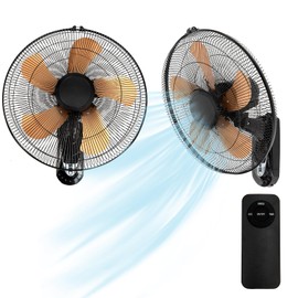 AZOUTDOOR Wall Mount Fan with Remote Control Wall Mounted Oscillating Fan with 3 Speed Settings,16 Inch Adjustable Tilt and Timing for Bedroom,Gold 2 Pack