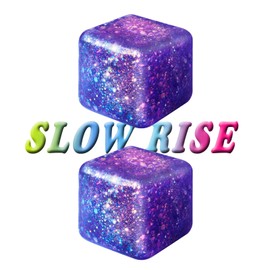 2Pcs Stress Cubes Slow Rise Glitter Squishy Cube Nice Relief Balls Jelly Fidget Toys for Kids Adults Squeeze Sensory Pack for Anxiety, Autism, Funny Gifts for Holiday/Birthday/Classroom(Pruple)