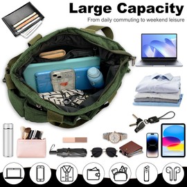 Tokeya Women's Handbag, Corduroy Shoulder Bag, Women's Medium Tote Bag with Multiple Pocket Compartments, Corduroy Crossbody Bag, Women Shopper Shoulder Bag for Work, Office, Travel, Shopping, School,