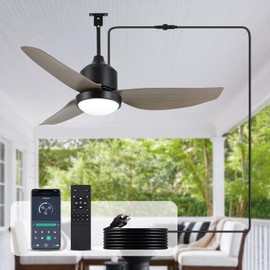 BZX Waterproof Outdoor Ceiling-Fan with Light - 42" Modern Ceiling Fans with 3 Colors LED Light, App & Remote Control, Quiet DC Motor, for Gazebo Patios
