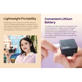 Godox iM20 Camera Flash with Diffuser, GN10, USB-C Charging, Built-in Battery with 5 Levels Flash Power, 440 Full-Power Flashes for Canon, Sony, Fuji, Nikon, Panasonic, Olympus Single-Contact Hotshoe