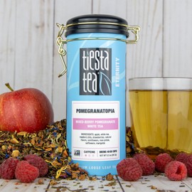 Tiesta Tea - Pomegranatopia | Loose Leaf | Mixed Berry Pomegranate White Tea | Premium Blend | Low Caffeinated | Make Hot or Iced Brews Up to 50 Cups | 3.5 Ounce Refillable Tin