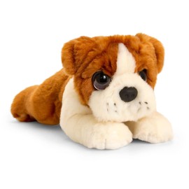 tachi Soft Toy Bulldog Lying Down Plush Toy Dog Brown White Cuddly Toy Puppy 25 cm