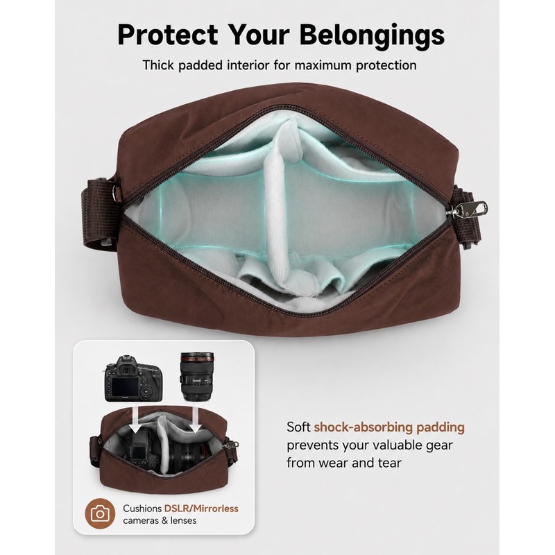 FHELAD Small Crossbody Bag for Women, Compact Puffer Camera Bag