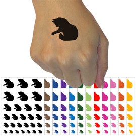 Fluffy Cat Kitten Hitting Something with Paw Claw Temporary Tattoo Water Resistant Fake Body Art Set Collection - White (One Sheet)