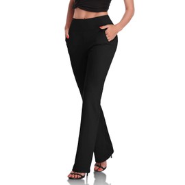 DAYOUNG Bootcut Yoga Pants for Women Tummy Control Workout Bootleg Pants High Waist, 4 Way Stretch Pants Y52-Black-S