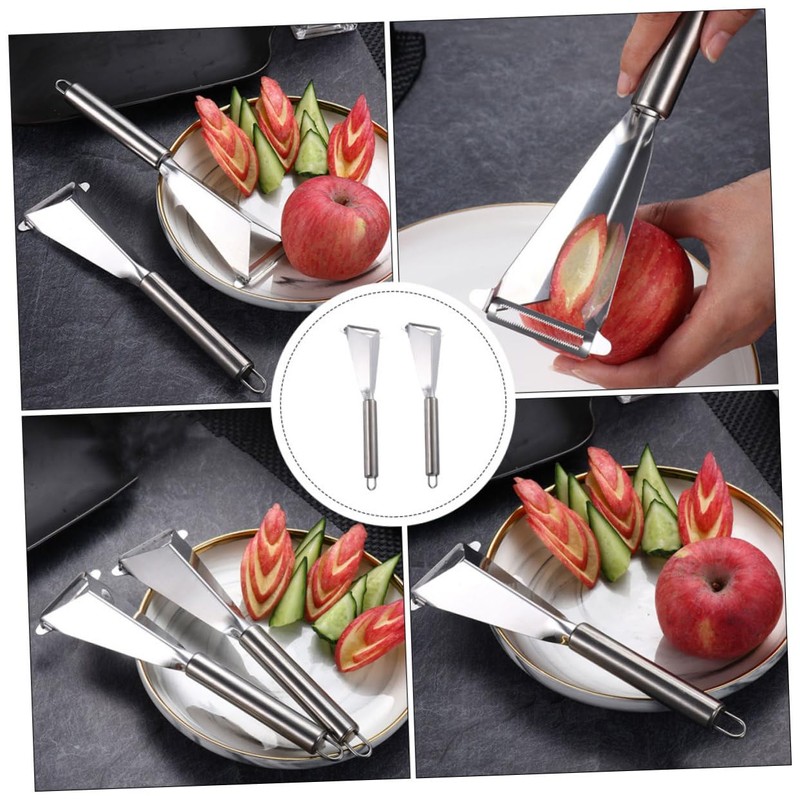 OSALADI Fruit Engraving Blades: 2pcs Stainless Steel V- Shape Fruit