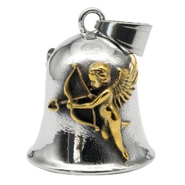 MOYOZZ God of Love Cupid's Blessing Motorcycle Bells W/Hanger for Bikers,Good Luck Gremlin Ride Bell & Lucky Key Chain (Gold)