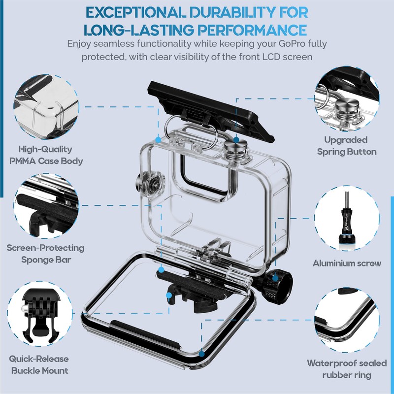 MiPremium Waterproof Case for GoPro Hero 13/12/11/10/9 Black Underwater Diving