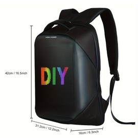 Crelander LED Laptop Backpack, Programmable Travel Backpack For Men And Women - Color: Black