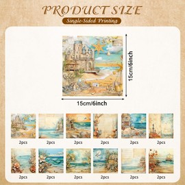 Scrapbook Paper, 24 Sheets Vintage Decoupage Paper Sea Theme Design Paper Stamperia Paper Decorative Paper Scrapbook Accessories