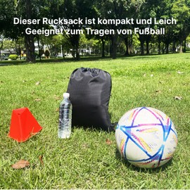 UBUYI Drawstring Backpack, Outdoor Sports Bag, 41 x 34 cm, Backpack, Gym Bag, Football Bag, Cycling, black