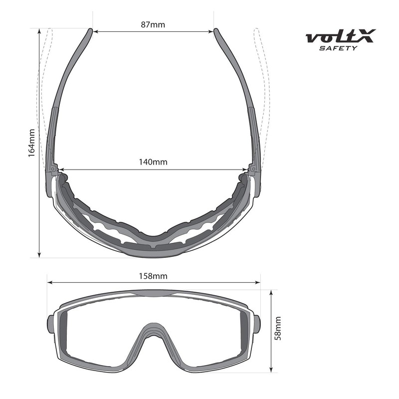 voltX 'QUAD' 4 in 1 CLEAR Lens Safety Glasses, with