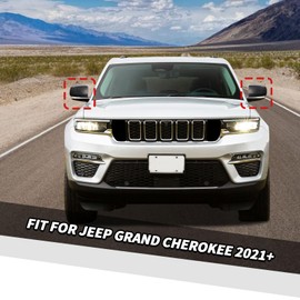 Jimen Fit for Jeep Grand Cherokee 2021-2024, 2PCS Side Door Mirror Caps Mirror Cover Trim (Carbon Fiber)