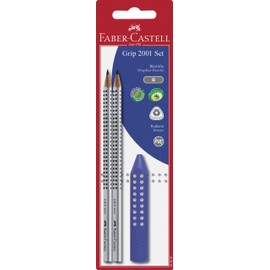 Grip 2001 Pencil 2 Set with 1 Eraser Red/Blue Assortment