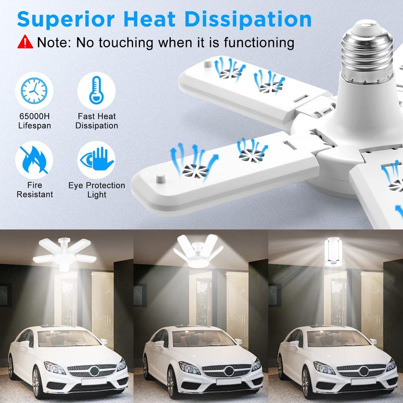 Kofarrten LED Garage Lights, Super Bright 8000 LM Garage Light