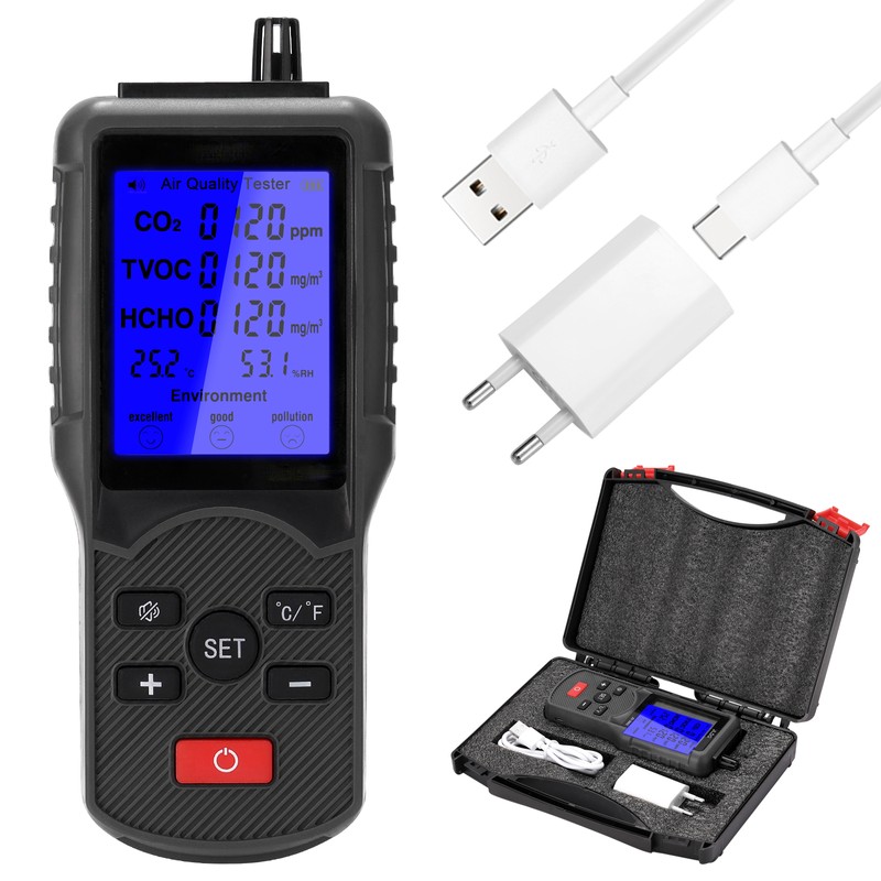 Multifunctional Air Quality Tester CO2 TVOC Meter Temperature Humidity Measuring