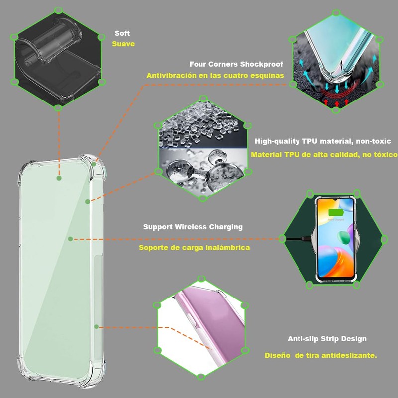 USTIYA Funda para Honor X7A 4G Case Uso Rudo Bumper,Shock-Absorción