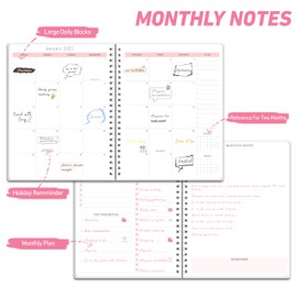 Monthly Planner 2025-2026, Simplified Monthly Calendar Planner, Organize Schedule for School, Office, Family, 7.3" × 9.5", Jan 2025 - Dec 2026 - Pink