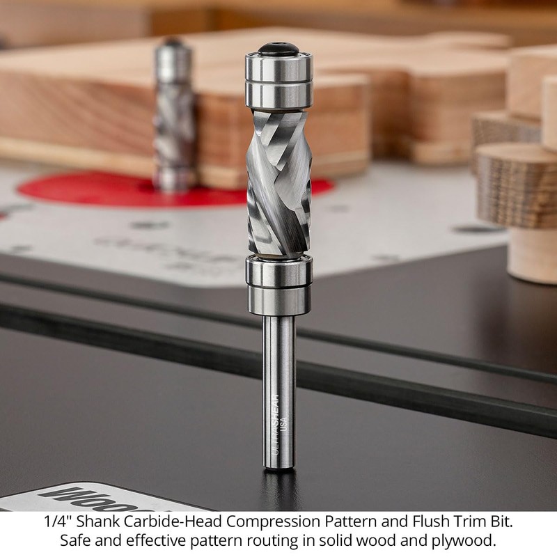Ultra-Shear Flush Trim Router Bit, 1/4 SH, 1/2 CD, 1