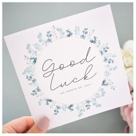 Good Luck Greeting Card | New Role, Job, Home, Exams, Degree, Graduate | Eucalyptus Greenery Wreath | 148mm Square