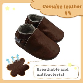 Mejale Baby Boy Girl Shoes Soft Soled Leather Moccasins Anti-Skid Infant Toddler Prewalker(Brown,18-24 mos/5.9in)