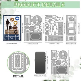 MAYJOYDIY Travel Motif Cutting Dies for Making Cards Suitcase Pair Metal Cutting Dies Vintage Film Frame Cutting Dies Stencil for Scrapbooking Craft Paper Birthday Cards Gift Decoration