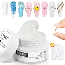 SUPWEE Solid Builder Gel for Nail Extension - 30g Clear Non Stick Hand, 3D Sculpture Carving Gel Modeling Nail Art Soak Off Manicure DIY At Home