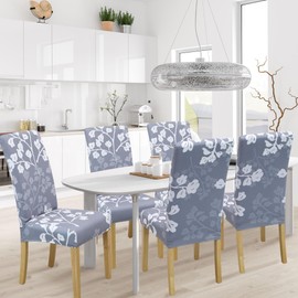 BIETYONE Dining Chair Cover,Dining Room Chair Covers Set of 6,Stretch Kitchen Chair Cover,Washable Dining Chair Cover,Parsons Chair Slipcovers Protective,for Home,Restaurant,Banquet(Foliage)