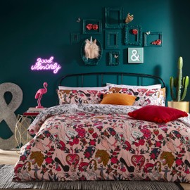 furn. Inked Single Duvet Cover Set, Cotton, Polyester, Blush