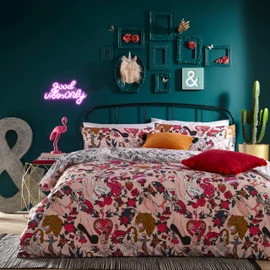 furn. Inked Single Duvet Cover Set, Cotton, Polyester, Blush