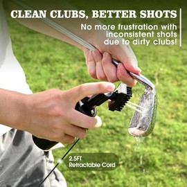 Wynaura Pro Golf Club Cleaner Brush with Golf Groove Sharpener Tool Suitable for U & V-Grooves 8 Inches Golf Water Brush with Retractable Clip Hold 5oz of Water Perfect Golf Accessories for Men/Women