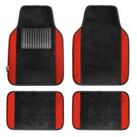 FH Group Automotive Floor Mats – Universal Fit Premium Carpet Car Mats with Driver Heel Pad, Full Set for Cars, SUVs & Trucks - Red