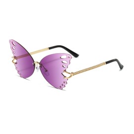 WDZAYXC Butterfly Sunglasses for Women, Stylish Sunglasses with Protective Lenses for Fashionable Women, purple