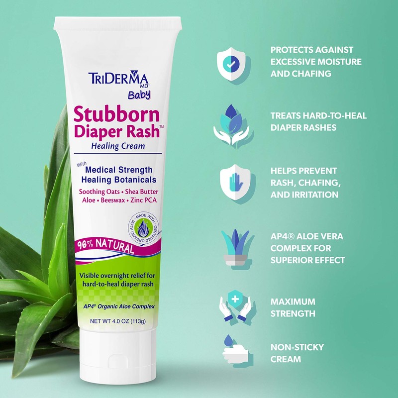 TriDerma MD Baby Stubborn Diaper Rash Relief Cream, Healing for