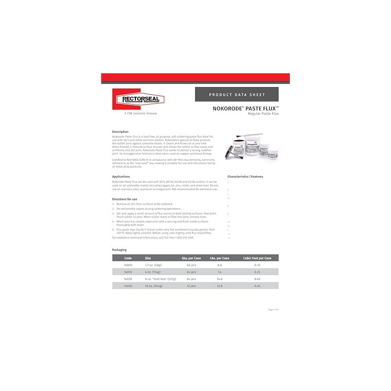 Rectorseal 14000 1.7-Ounce Nokorode Regular Paste Flux