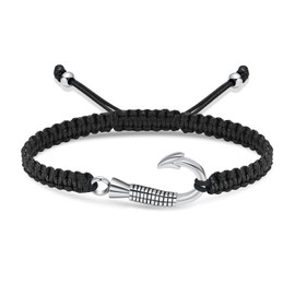 constantlife Cremation Jewelry Urn Bracelet for Ashes Stainless Steel Fish Hook Braided Rope Adjustable Bangle Keepsake Human Pet Memorial Gift (Silver)