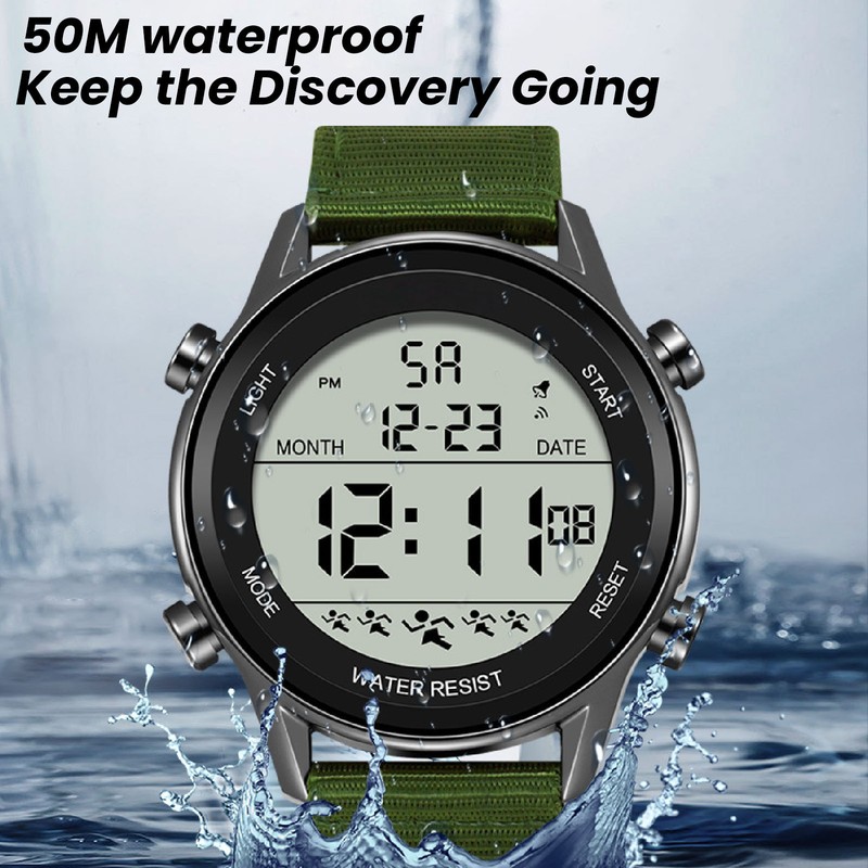 Men Digital Sports Watch Waterproof Alarm Countdown Dual Time Zone