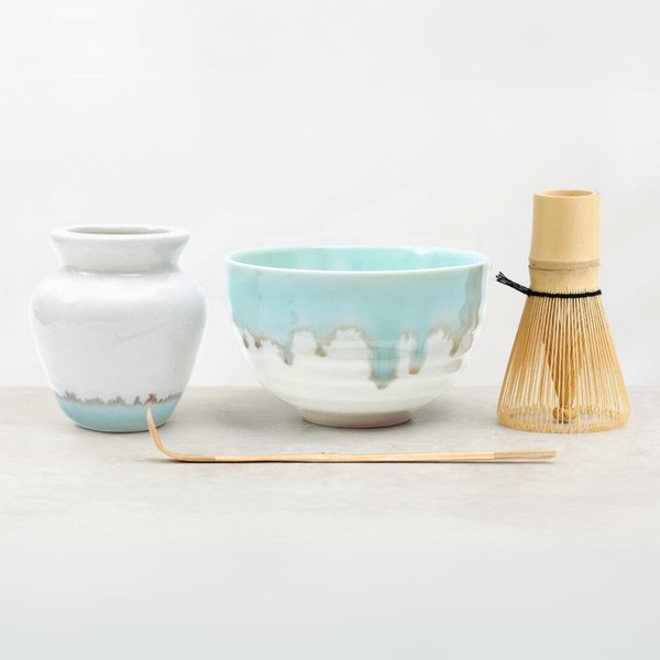 Jade Blue Matcha Whisk Set – Handcrafted Ceramic Bowl with