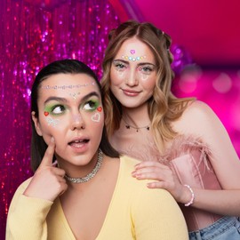 Sixberry Self Adhesive Face Gems Stickers for Women Kids Girls, Pearl Rhinestone Heart Bow Jewels Sparlking Stickers for Eyes Body Hair Make Up Festival Cos Crafts DIY Party Favors Decor Supplies