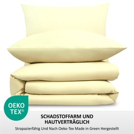 Softex Royal Cotton Bed Linen Set 200 x 220 cm 3-Piece - 100% Cotton - Oeko-Tex Certified - YKK Zip - Skin-Friendly Washable at 60° Beige