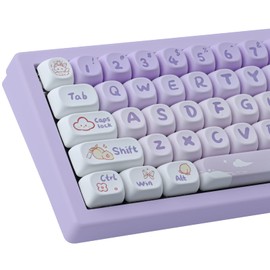 PBT Keycaps Custom Gradient Purple Keycaps Set 142 Keys Dye Sublimation MOA Profile Keycaps Compatible with Cherry MX Keys for ANSI Layout Mechanical Keyboards
