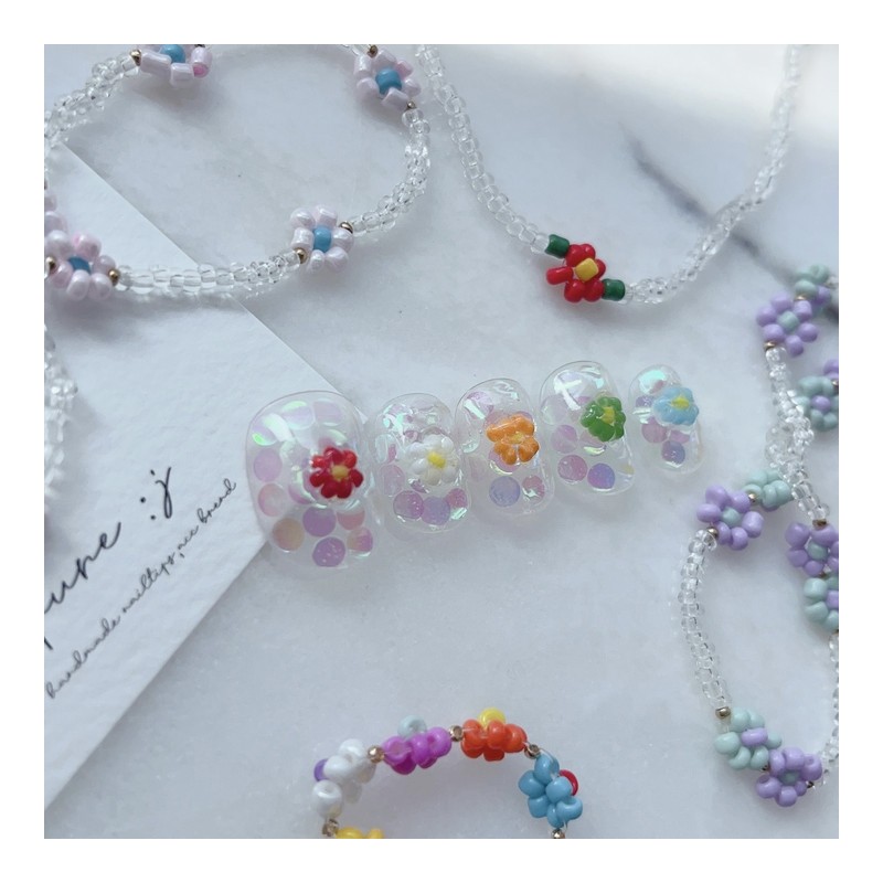 Tiny bead flower ꕤ - Almond / 쪼꼬미 비즈꽃 ꕤ
