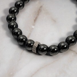 OZ Jewels - Natural Stone - Healing Lucky Charm Bangle with 8 mm Beads - Stretchy Pearl Jewellery for Women and Men, One Size, Stone